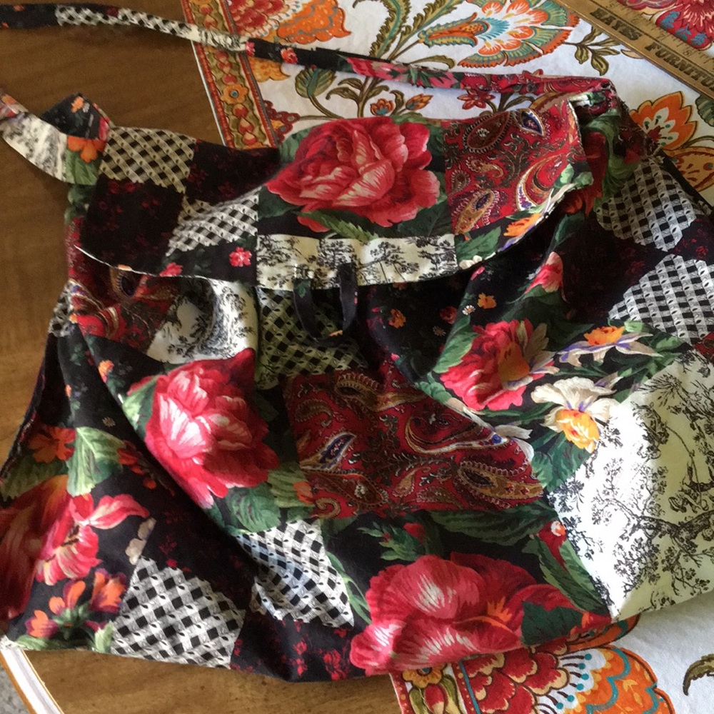 Patchwork Style Drawstring Bag Purse Tote - image 5